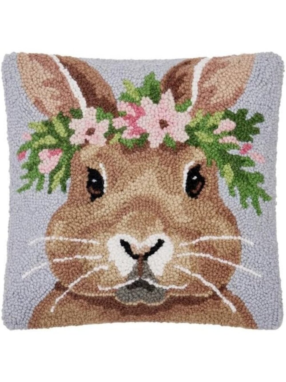 Colorful Bunny Crown Hook Pillow - 12x12 Inch Decorative Cushion for Home Decor